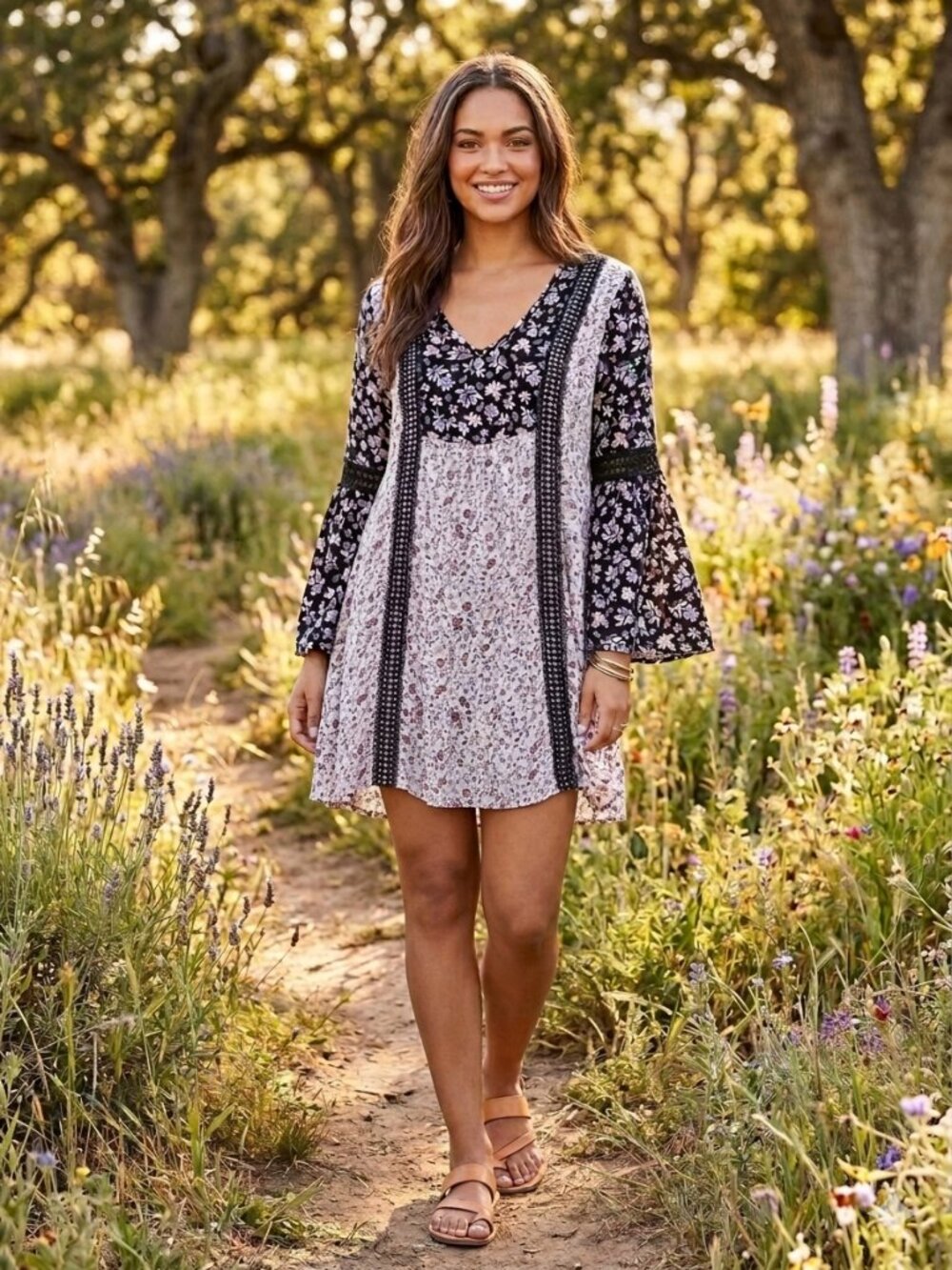 EST 1946 Boho Long Sleeve Babydoll Dress